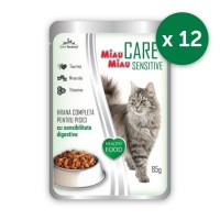 Pachet Plicuri MIAU MIAU Care Sensitive cu Ficat in Sos 12 x 85g